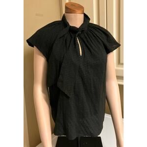 Anthropologie Corey Lynn Calter Top Small Black Tie Cap Sleeve Spring Blouse